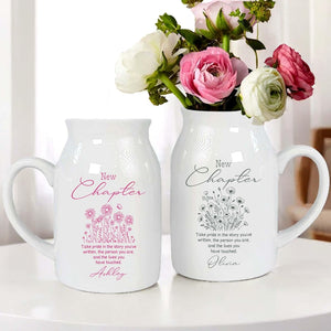 New Chapter Going Away Gift For Coworker Ceramic Flower Vase, Personalized New Job Gifts for Boss, Retirement Present