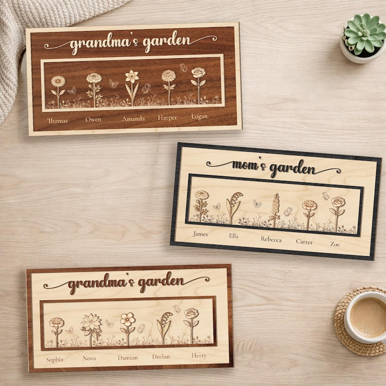 Personalized Grandma's Garden Frame, Birth Month Flowers Sign, Gift for Mom Nana, Mother's Day Gift from Kids Grandkids, Birthday Gift for her