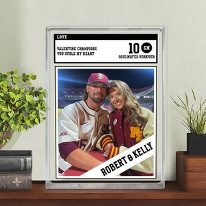 Personalized Trading Card Desk Name Plate For Couple, Custom Couple Photo Acrylic Block Plaque, Couple Sports, Gift for Baseball Lover
