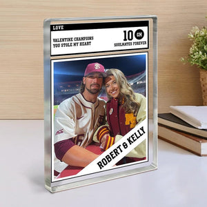 Personalized Trading Card Desk Name Plate For Couple, Custom Couple Photo Acrylic Block Plaque, Couple Sports, Gift for Baseball Lover