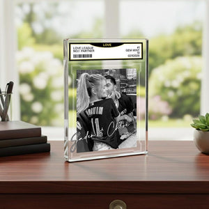 Custom Couple Photo Acrylic Block, Personalized Trading Card Desk Name Plate For Couple, Baseball Lover Gift, Valentines Day Gift For Him
