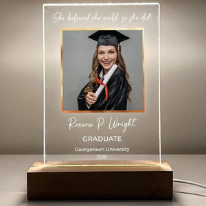 Personalized Photo Picture LED Wood Light Up Stand Plaque Custom Graduation Gift Class of 2026, Seniors Graduate High School, College Grads
