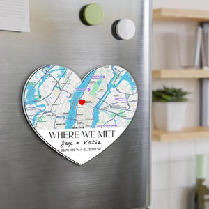 Personalized Where We Met Magnet, First Date Keepsake Gift, Anniversary Gift, Location Map Fridge Magnet, Gift For Boyfriend, Where It Began