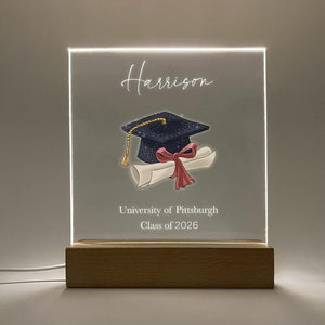 Personalized Photo Picture LED Wood Light Up Stand Plaque Frame Graduation Gift | Class of 2026 Seniors Graduate High School, College Grads