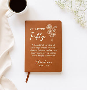 50th Birthday Journal Personalized, Birth Flower Birthday Gift Notebook, 1976 Birth Year, Fifty Birthday Gift for Women