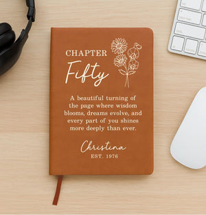 50th Birthday Journal Personalized, Birth Flower Birthday Gift Notebook, 1976 Birth Year, Fifty Birthday Gift for Women