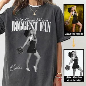 Your Photo Custom Shirt, I'll Always Be Your Biggest Fan, Washed Tee Retro Bootleg Shirt For Football Lover, Your Own Picture Idea
