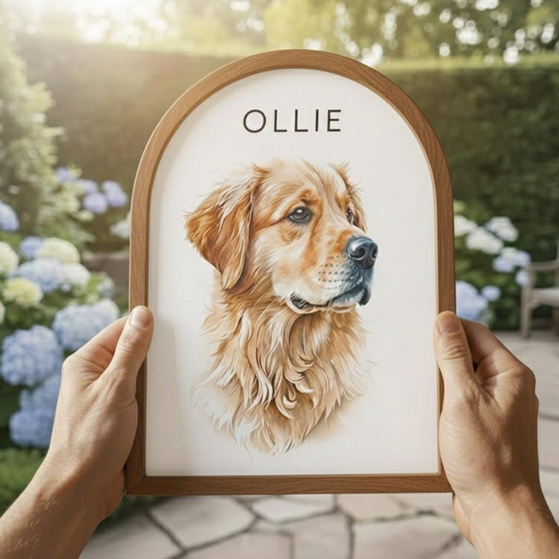Custom Watercolor Pet Memorial Frame with Collar Holder, Pet Memorial Collar Holder, Dog or Cat Loss Gift, Pet Loss Sympathy