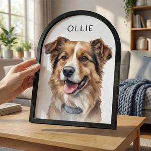 Custom Watercolor Pet Memorial Frame with Collar Holder, Pet Memorial Collar Holder, Dog or Cat Loss Gift, Pet Loss Sympathy