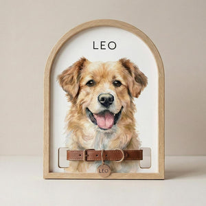 Custom Watercolor Pet Memorial Frame with Collar Holder, Pet Memorial Collar Holder, Dog or Cat Loss Gift, Pet Loss Sympathy