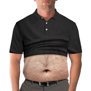 Funny Belly Polo Shirt for Men, Dad Bod Illusion Polo, Novelty Beer Belly Shirt, Hilarious Party Polo, Gag Gift for Dad Husband