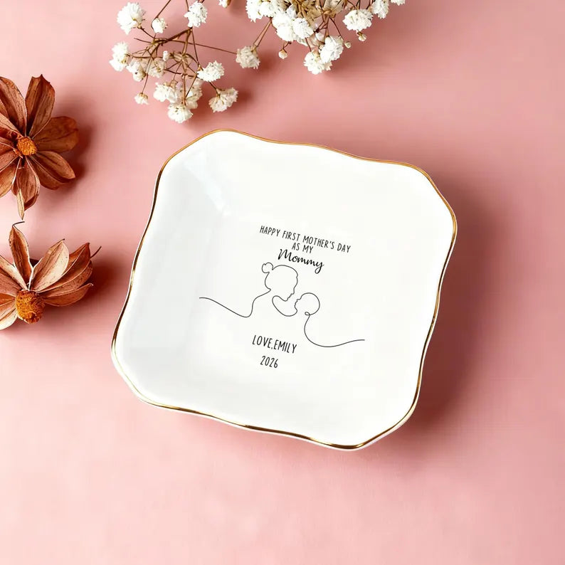 First Mothers Day Gifts, First Mothers Jewelry Dish, New Mom Gifts, Daughters First Mothers Day, New Mom Trinket Dish
