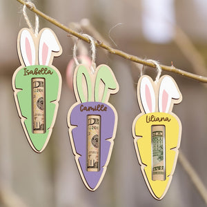 Personalized Easter Tag, Carrot Money Holder, Easter Carrot Tag, Easter Money Holder, Easter Cash Gift, Bunny Ear Tag, Kid Easter Gift