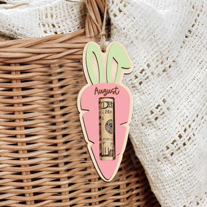 Personalized Easter Tag, Carrot Money Holder, Easter Carrot Tag, Easter Money Holder, Easter Cash Gift, Bunny Ear Tag, Kid Easter Gift