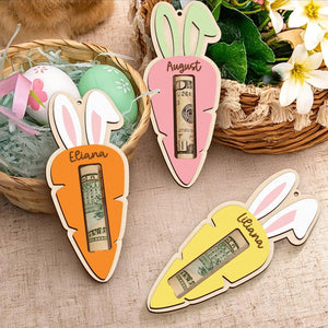 Personalized Easter Tag, Carrot Money Holder, Easter Carrot Tag, Easter Money Holder, Easter Cash Gift, Bunny Ear Tag, Kid Easter Gift