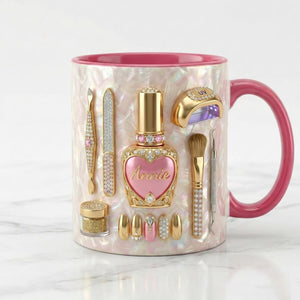 Custom Name Nail Tech Accent Mug, New Nail Salon Owner Coffee Mug, Gift for Nail Artist , Cosmetology Graduation Gifts, Nail Technician Gift