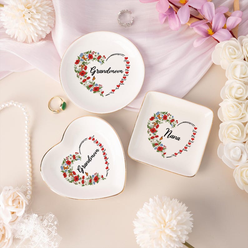 Personalised Mum Trinket Dish, Jewelry Dish For Mama, Kids Name Trinket Dish, Mothers Day Gifts, Gifts for Mum/Grandma/Nana, Mother Birthday Gift