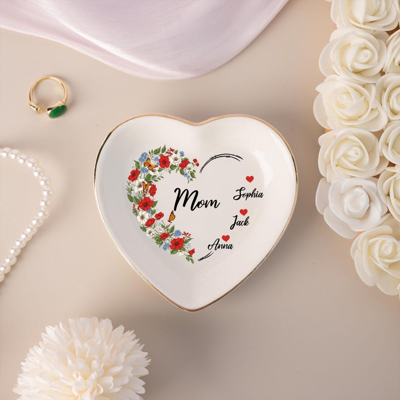 Personalised Mum Trinket Dish, Jewelry Dish For Mama, Kids Name Trinket Dish, Mothers Day Gifts, Gifts for Mum/Grandma/Nana, Mother Birthday Gift