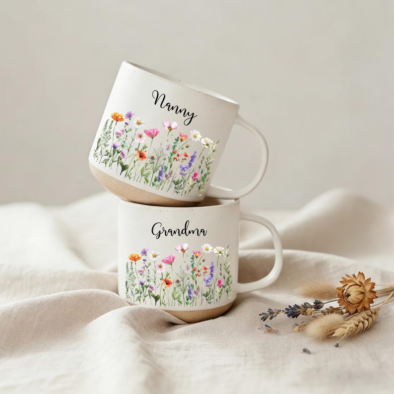 Personalized Grandma Wildflower Mug, Custom Grandma Coffee Mug, Mother s Day Gift, Gifts from Kids, Grandma Mug, Mothers Day Gift For Mom