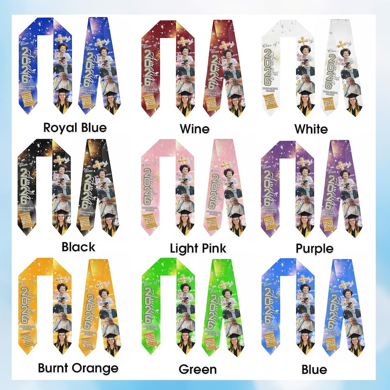 Custom In Loving Memory Graduation Stole, Personalized Class of 2026 Sash, Photo Tribute