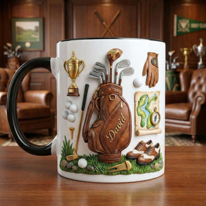 Custom Name Golf Accent Mug, Personalized Golf Lover Coffee Cup, Unique Mug Gift For Golfer, Father's Day Gift For Dad Grandpa