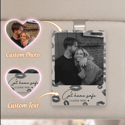 Personalized Couple Photo Car Visor Clip, Drive Safe I Love You, Valentines Gift for Him, Gifts for Boyfriend, Husband, Drive Safe Gift