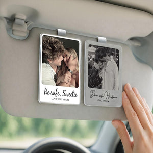 Personalized Couple Photo Car Visor Clip, Drive Safe I Love You, Valentines Gift for Him, Gifts for Boyfriend, Husband, Drive Safe Gift