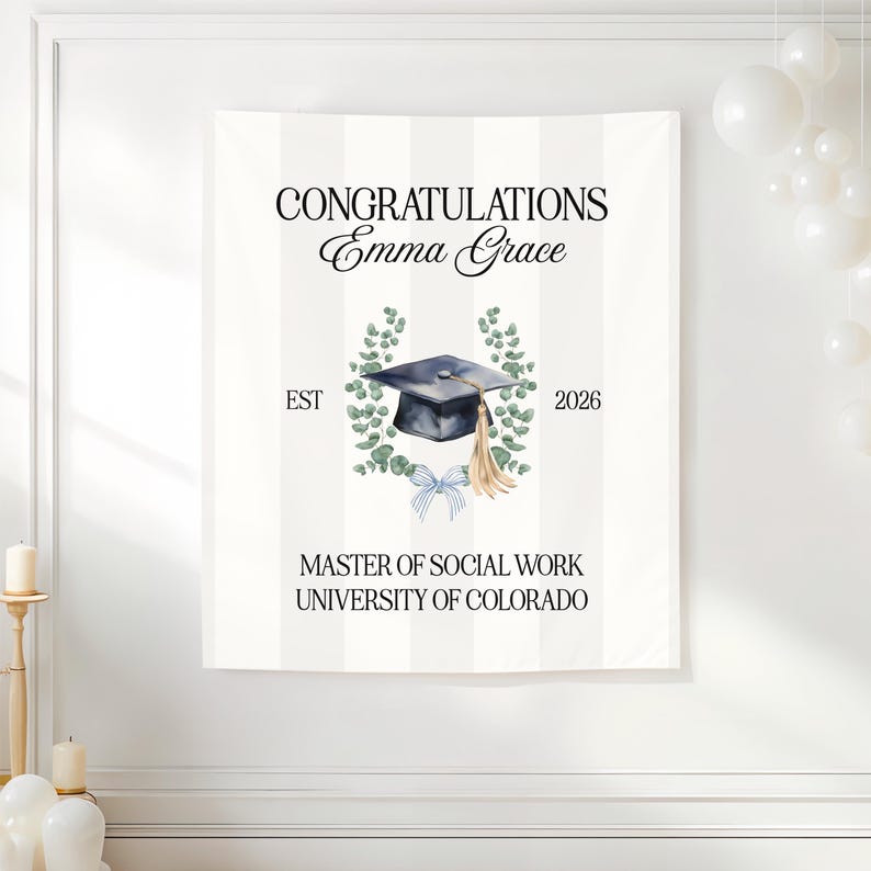 Custom Graduation Banner, Personalized 2026 Graduation Backdrop, Graduation Party Decorations, Class of 2026 Sign, Graduation Party Welcome