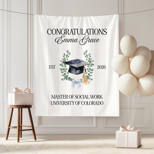 Custom Graduation Banner, Personalized 2026 Graduation Backdrop, Graduation Party Decorations, Class of 2026 Sign, Graduation Party Welcome