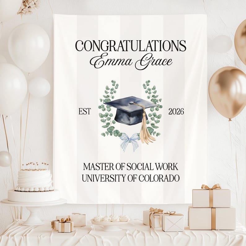 Custom Graduation Banner, Personalized 2026 Graduation Backdrop, Graduation Party Decorations, Class of 2026 Sign, Graduation Party Welcome