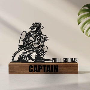 Custom Firefighter Desk Name Plate Wedge Personalized Fireman Nameplate Executive Office Sign Shelf Tabletop Fire Department Plaque Decor