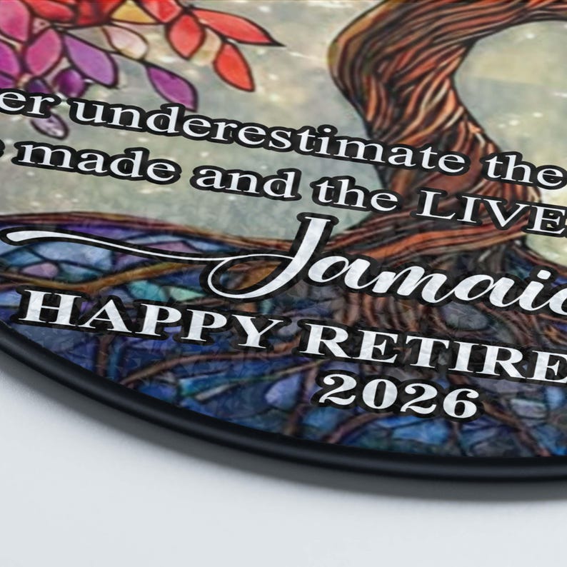 Personalized Retirement Stained Glass Suncatcher: Tree of Life Gift, Retirement Window Decor, Colleague Retirement Keepsake,Retired Coworker