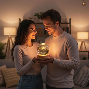 Personalized Galaxy Crystal Ball Light, Custom Special Day Crystal Ball LED Night Light, Meaningful Couple Gift, Birthday Gift