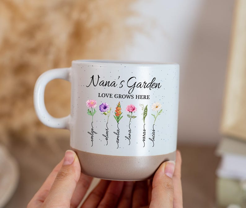 Personalized Birth Flower Mugs, Grandma's Garden Mug- Personalized Gift for Mom - Appreciation Gifts- Gift from the Child