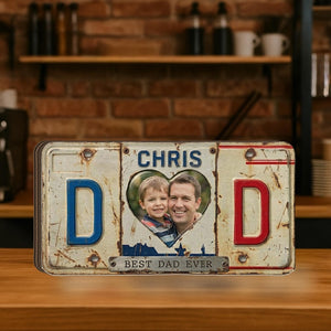 Personalized Wooden Block: Vintage License Plate Design, Dad Gift