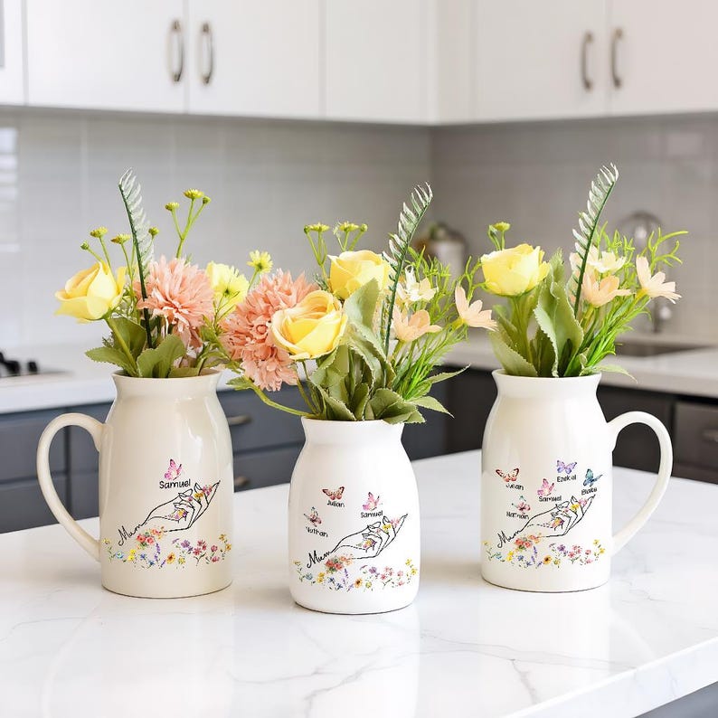 Personalized Mothers Day Gifts for Mum Flower Vase First Mothers Day Flower Vase Moms Gifts for Mama/Mum/Mummy, Mother's Day Gifts from Kids