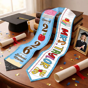 Custom Teachers Graduation Stole Class Of 2026, Teacher Graduation Stole 2026, Teacher Stole, Pencil Stole Graduation, Sash For Teacher