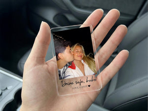 Personalized Couple Photo Car Visor Clip, Drive Safe I Love You, Anniversary Gift for Him, Gifts for Boyfriend, Husband Drive Safe Gift