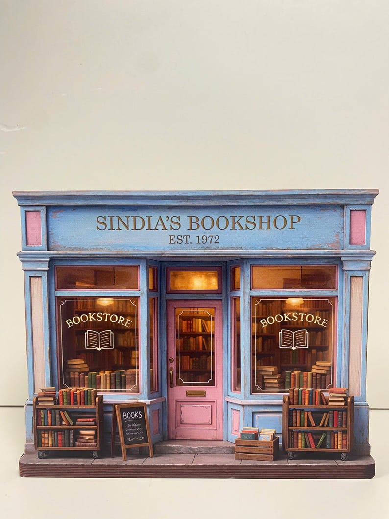 Personalized Bookshop Wooden Block Set, Custom Bookshelf Decor