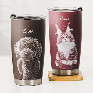 Personalized Pet Portrait Photo Tumbler, Pet Portrait Photo, Dog Cat Memorial Gift