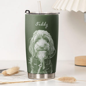 Personalized Pet Portrait Photo Tumbler, Pet Portrait Photo, Dog Cat Memorial Gift
