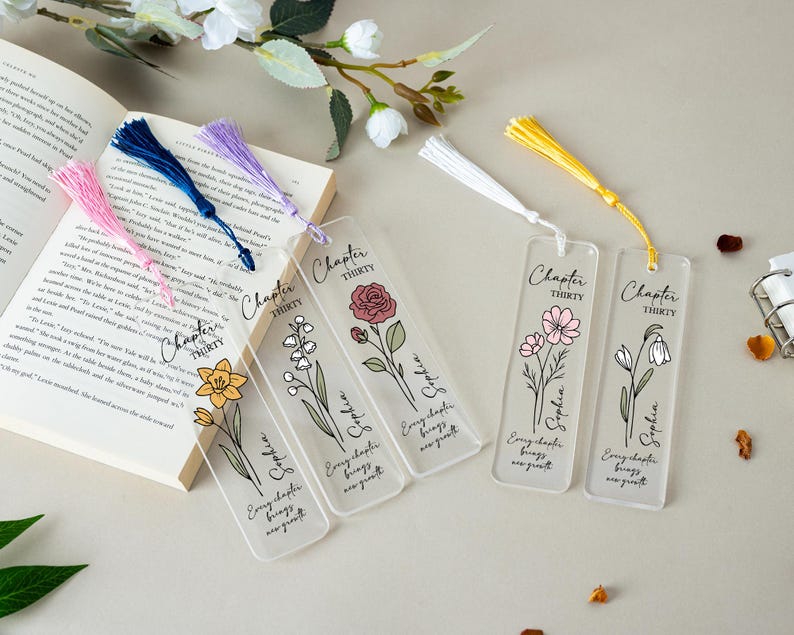 Birthday Gifts Bookmark, Personalized Birth Flower Bookmark for Her, Chapter 30, 30th Birthday Gift, Birth Year Bookmark