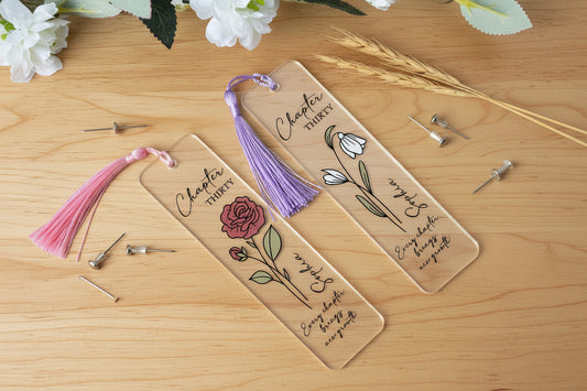 Birthday Gifts Bookmark, Personalized Birth Flower Bookmark for Her, Chapter 30, 30th Birthday Gift, Birth Year Bookmark