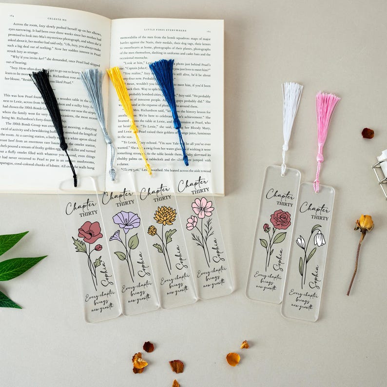 Birthday Gifts Bookmark, Personalized Birth Flower Bookmark for Her, Chapter 30, 30th Birthday Gift, Birth Year Bookmark