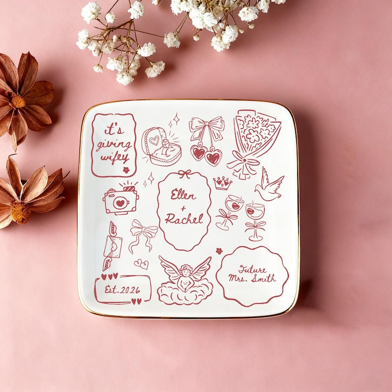 Custom Future Bride Jewelry Dish, Wedding Ring Dish, Wedding Keepsake Gifts for Bride, Wedding Gifts, Bride To Be,Future Mrs Giffts