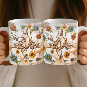 Custom Mom Mug, You Hold Our Hands Also Our Hearts Mug, 3D Inflated Effect Printed Mug, Mom Mug with Kids' Names, Custom Gift for Mama