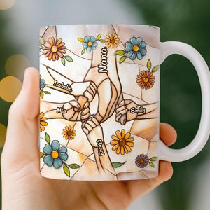 Custom Mom Mug, You Hold Our Hands Also Our Hearts Mug, 3D Inflated Effect Printed Mug, Mom Mug with Kids' Names, Custom Gift for Mama