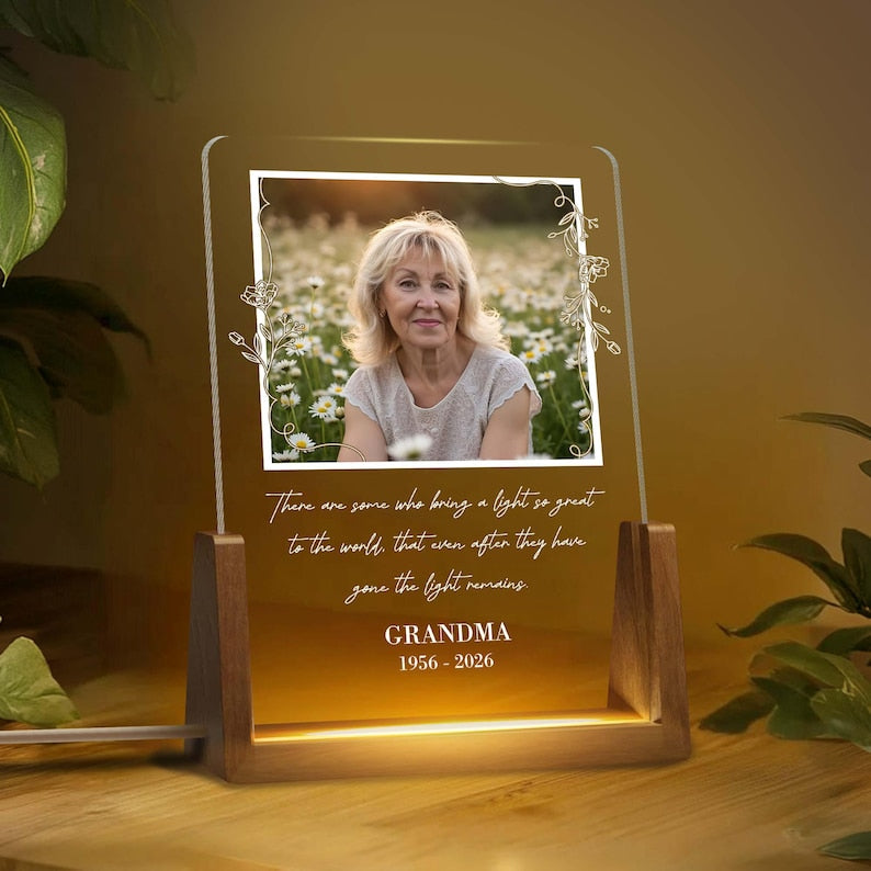 Custom Memorial Photo LED Night Light, Mom In Loving Memory Light Plaque, Grandma Memorial Gift, Remembrance Sympathy Gift