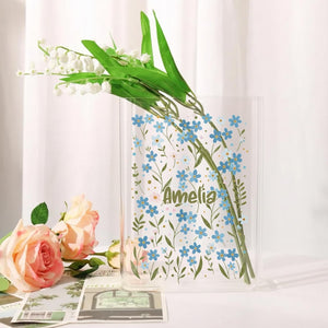 Personalized Forget Me Not Book Vase, Present For Mom, Grandma, Sympathy Gifts, Custom Name Mother day Book vase, Book Vase For Mom