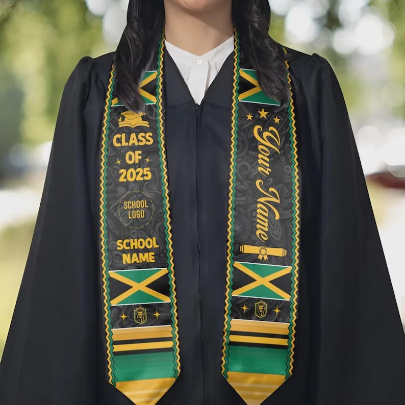 Custom Jamaica Graduation Stole, Jamaica American Flag Graduation Sash, Class Of 2026